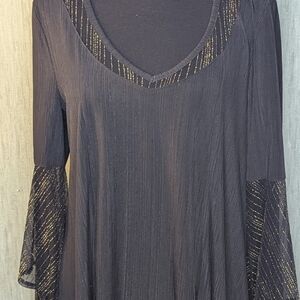Lynn Ritchie Silver Tunic Top Black  XL